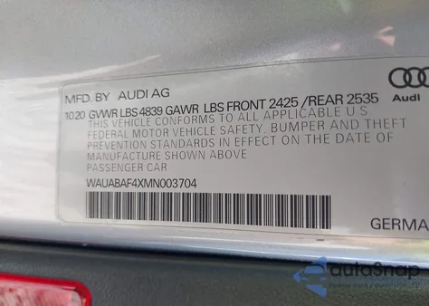 2021 Audi A4 Premium 40 Tfsi Quattro S Tronic from USA, damaged, VIN WAUABAF4XMN003704